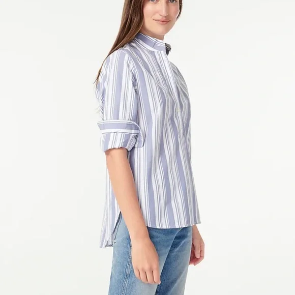 J.Crew Band-collar cotton poplin tunic - Picture 2 of 7